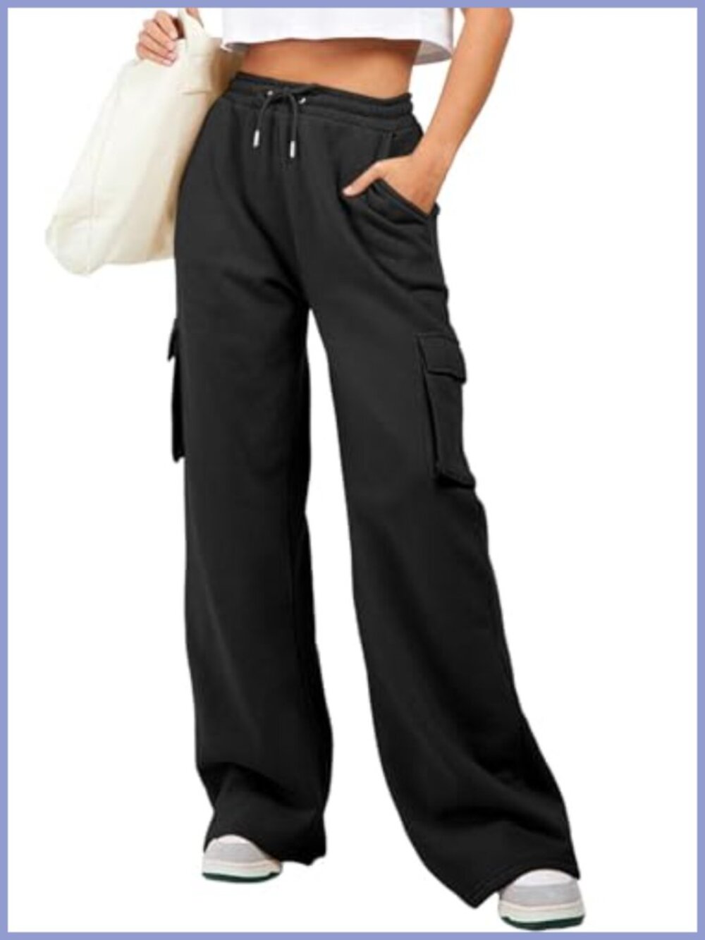 Cotton Cargo Sweatpants High Waisted Wide Leg Joggers Pants